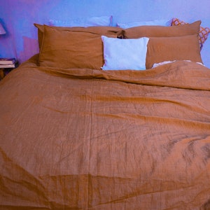 Linen Rust Duvet Cover - With two Pillow Cases - Rust Bedding- Rust Duvet Cover welcome Gift Price