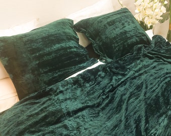 3-Piece Luxury Crushed Velvet Duvet Cover Set, Boho Bedding