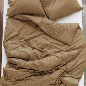 Linen Earthy Brown Duvet Cover / Brown Cotton Duvet Cover Double, Queen, California King, Custom Size Bed Cover 2 Pillow Cases image 8