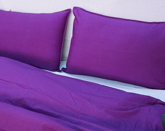 Linen 100% Violet Duvet Cover / Washed Cotton Duvet Cover/ Purple Duvet Cover / Purple Duvet Cover With Matching Pillow Cases
