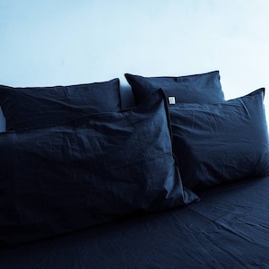 Linen 100% Pure Navy Blue Duvet Cover/Dark Blue Bedding Set/Bohemian Bedding/Comforter/King Size Duvet/Bedspread Duvet Cover/Boho Cover Set