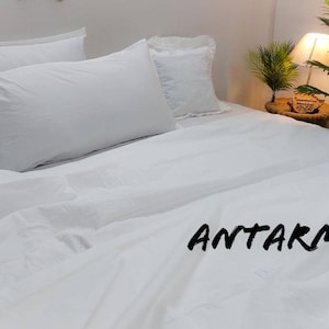 Linen 100% White Sheet Set / White Bedding/Linen  Bedding Set /1 Flat Sheet + 1 Fitted Sheet + 2 Pillowcases /Linen Bedsheet Set