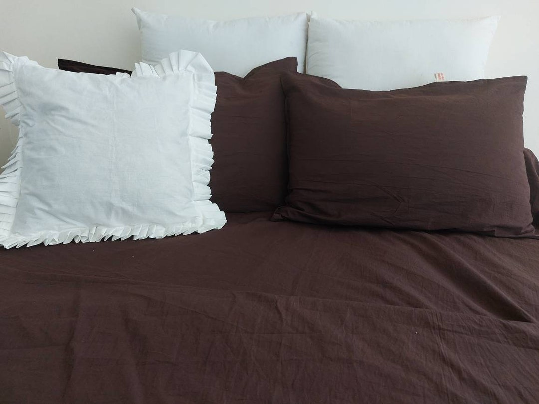 Linen 100 Pure Brown Cotton Duvet Cover/bedding Set/earthy Etsy