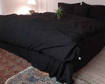 Cotton Duvet Cover Set: Midnight Black, Includes Pillow Covers
