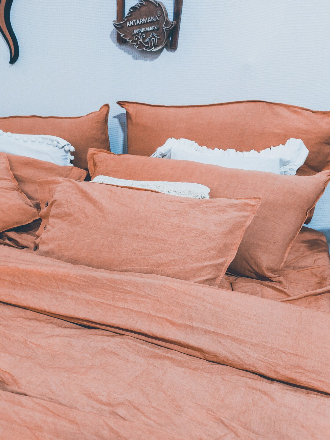 Linen 100 Clay Sheet Set / Clay Bedding Set / Linen Bedding Set / 1