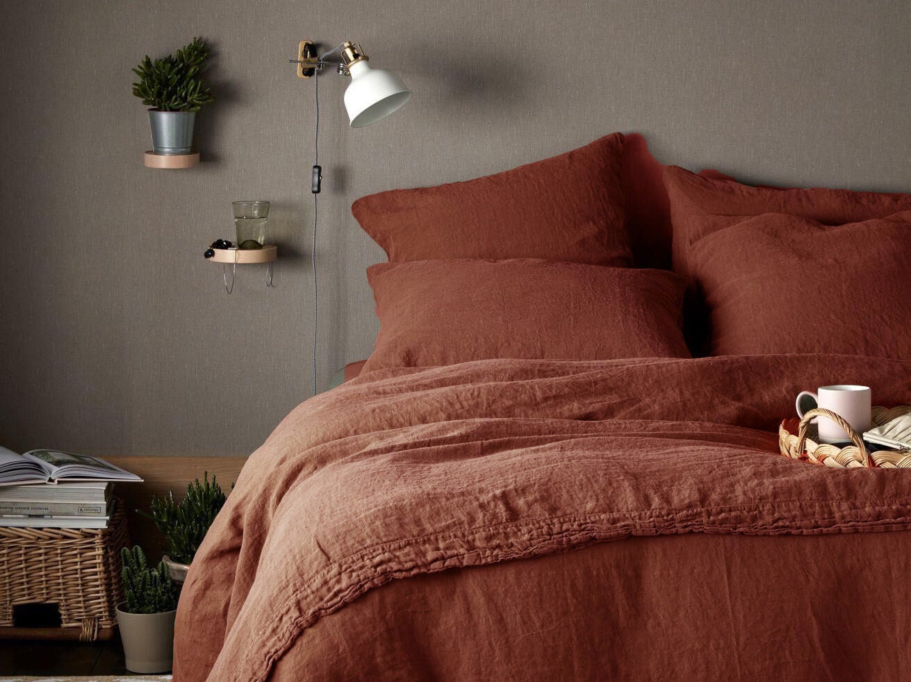 100 pure Cotton Duvet Cover in Terracotta Red/ Washed Cotton Etsy