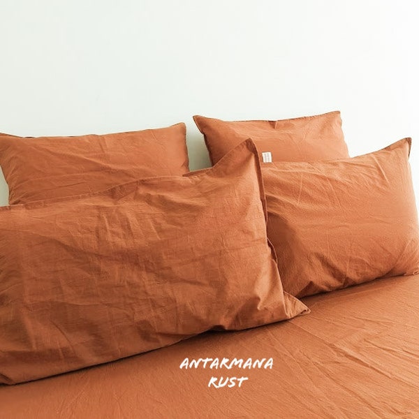 Linen Sheet set / Rust Linen Bedding Set / 1 flat + 1 fitted sheet + 2 pillowcases / Rust Sheet set sheet