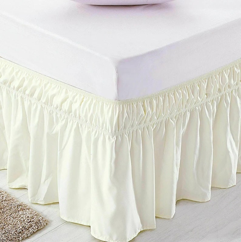 Magic Skirt Ruffled King Bed Skirt - Ivory