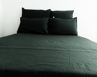 Linen 100% Forest green sheet set / Forest green Linen Bedding Set / 1 flat + 1 fitted sheet + 2 pillowcases / Forest greensheet
