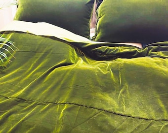 Brown Crushed Velvet Duvet Cover Set, 3 Piece Boho Bedding