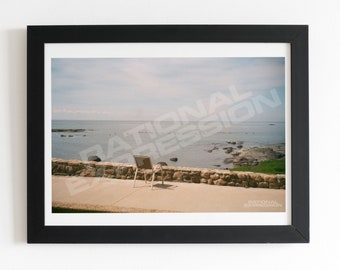 Beach Printable Wall Art - Summer Beach Chair Overlooking Ocean - For Home Office Or Living Room - 35mm Film