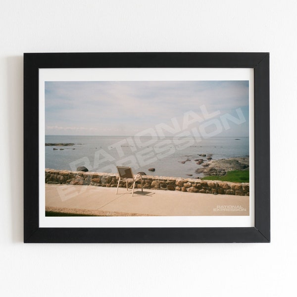 Beach Printable Wall Art - Summer Beach Chair Overlooking Ocean - For Home Office Or Living Room - 35mm Film