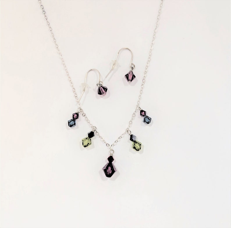 Swarovski Multi Colored Stone Earring and Necklace Set image 0