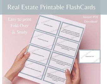 Real Estate Vocabulary Study Guide Flash Cards - Etsy