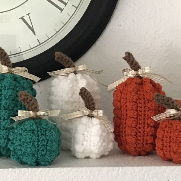 Crochet Pumpkin Set / Bobble Pumpkins / Fall Decor Pumpkins