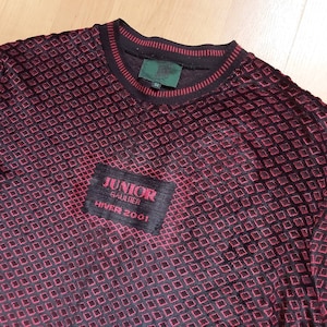 Vintage AW2001 Jean Paul Gaultier Mesh See Through Velour Blouse Junior Gaultier Velvet Longsleeve T-Shirt Top Size 50 Made in Italy