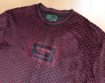 Vintage AW2001 Jean Paul Gaultier Mesh See Through Velour Blouse Junior Gaultier Velvet Longsleeve T-Shirt Top Size 50 Made in Italy