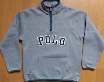 Vintage Polo Ralph Lauren Spell Out Logo Half Zip Sweatshirt Jumper Embroidered Logo Pocket Jacket Turtleneck Sweater 1990s Size S