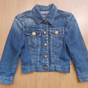 Vintage Y2K Jean Paul Gaultier Cropped Washed Denim Jacket Baby Blue Fancy Golden Buttons Jean Jacket Luxury Designer Jacket Size 38