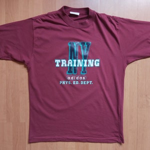 Vintage Adidas New York Training T-Shirt Adidas Trefoil Athletic NY Training Wear Crewneck Shirt Vintage Sportswear 1990s Size S fits M/L