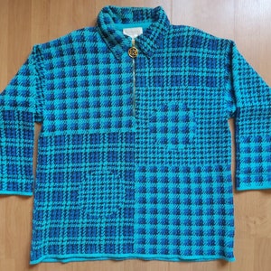 Vintage Escada Margaretha Ley Patchwork Jacket Boho Geometric Abstract Tweed Jacket Checked Houndstooth Blazer 1990s Made in Germany Sz 42