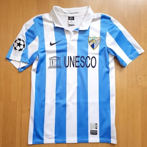 2012/2013 Nike Malaga CF Home Football Shirt White Blue