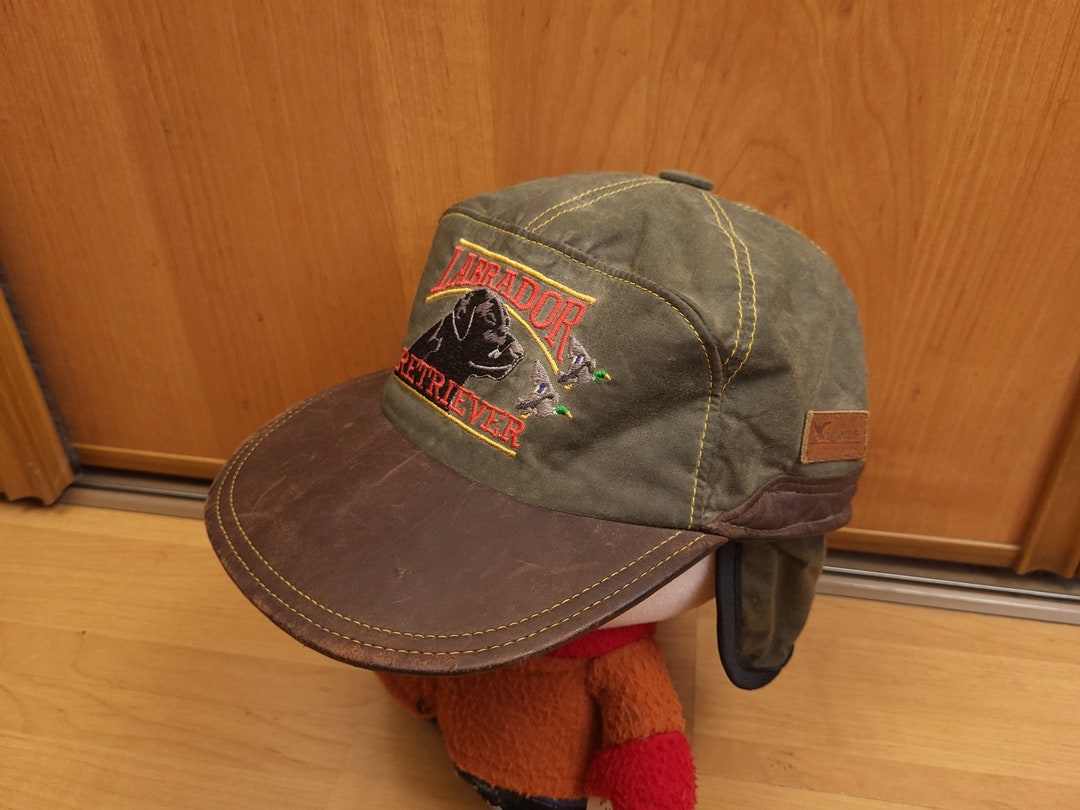 Vintage Wigens Waxed Labrador Retriever Outdoor Hunting Hat Olive Green