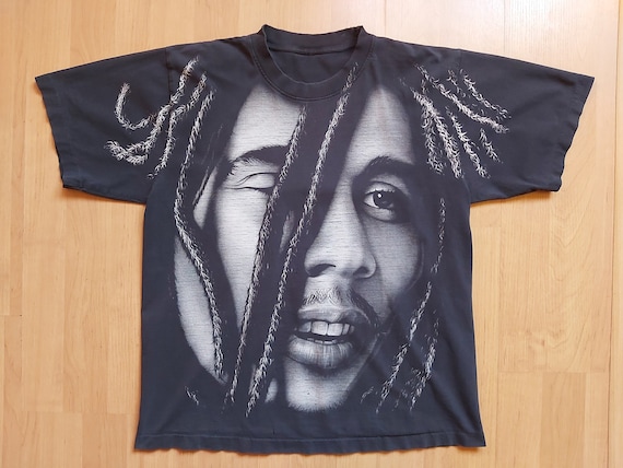 True Vintage Bob Marley Distressed Full Print Sin… - image 1