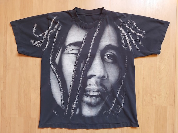 True Vintage Bob Marley Distressed Full Print Single Stitch T
