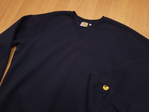 Vintage Y2K Carhartt Chase Sweatshirt Navy Blue C… - image 1