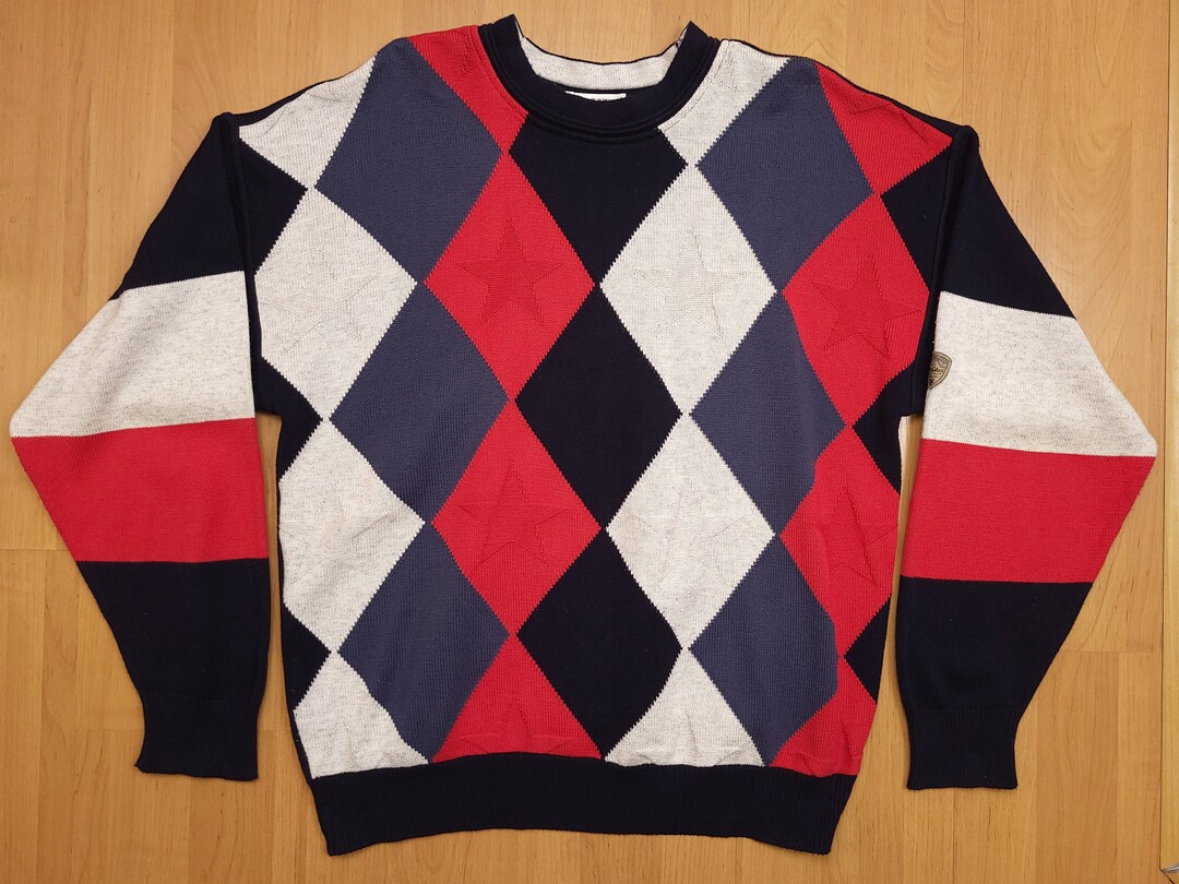 Vintage 1990er Jahre Carlo Colucci Strickpullover Diamant