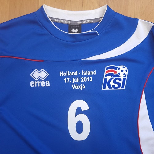 Euro 2013 Match Worn Iceland Errea Home Football Shirt #6 Hólmfríður Magnúsdóttir KSI Blue Soccer Jersey UEFA shops Women's Euro Trikot Shirt Sz S