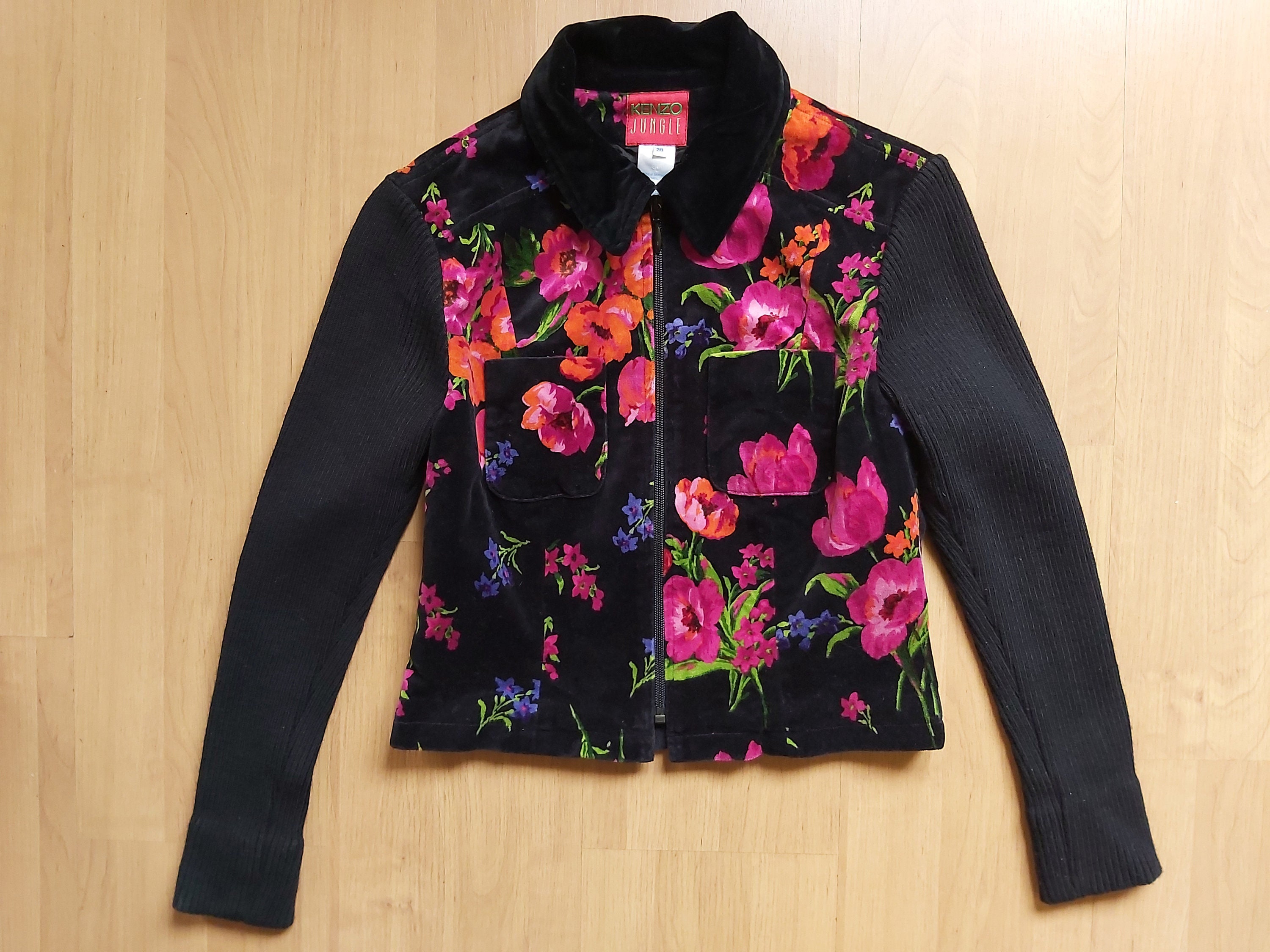 Vintage Kenzo Jungle Velour Floral Print Jacket Flower Pattern