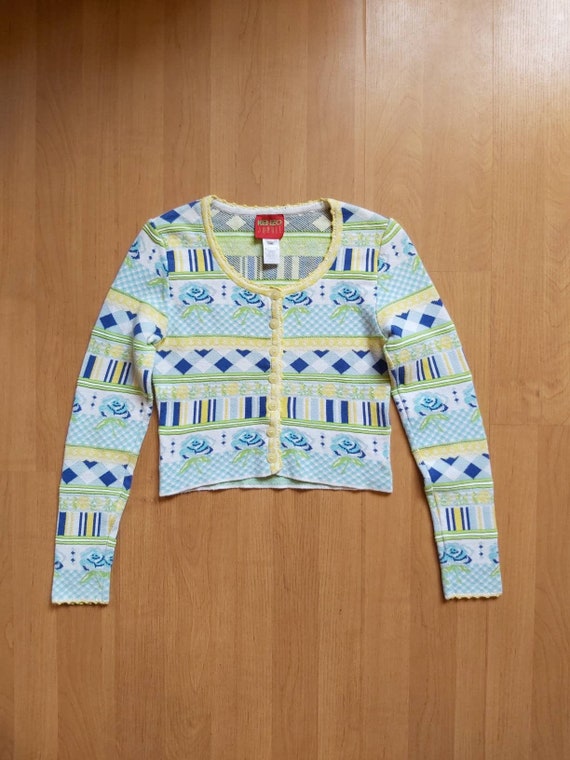 Vintage Kenzo Jungle Flower Print Cropped Cardigan