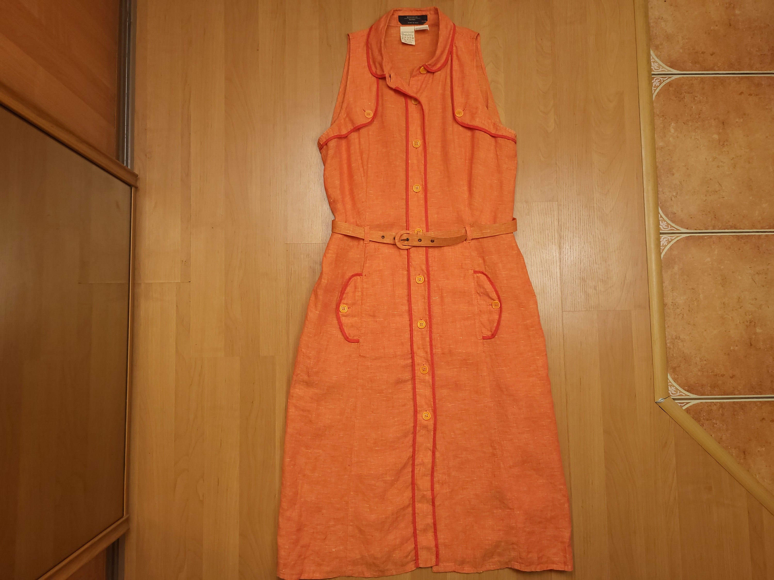Vintage Y2K Max Mara Weekend Sleeveless Linen Dress Orange - Etsy