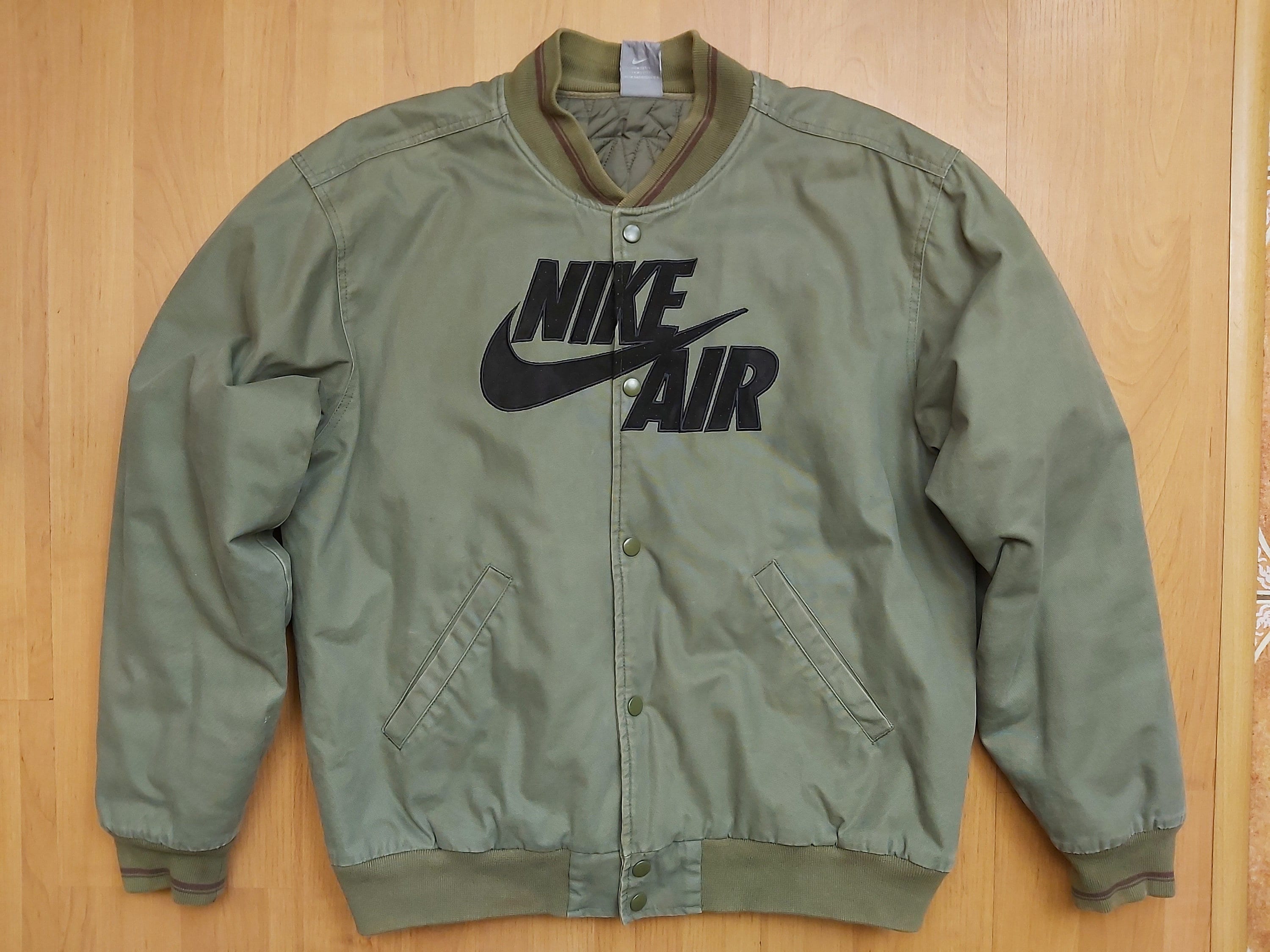 Vintage Nike Air Varsity Bomber Jacket Olive Green Baseball - Etsy