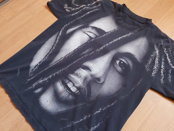 True Vintage Bob Marley Distressed Full Print Sin… - image 2