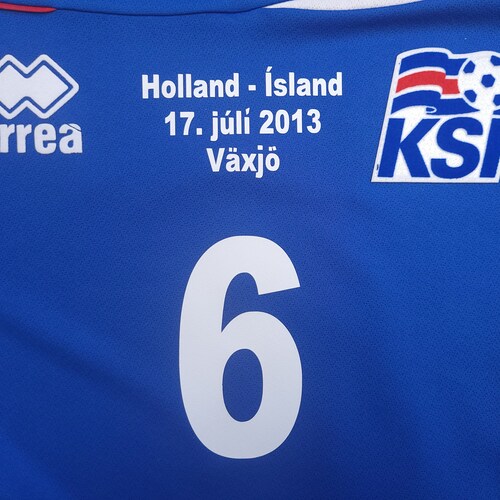Euro 2013 Match Worn Iceland Errea Home Football Shirt #6 Hólmfríður Magnúsdóttir KSI Blue Soccer Jersey UEFA shops Women's Euro Trikot Shirt Sz S
