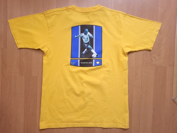 Rare Vintage Nike Ronaldo R9 T-shirt Football Soccer Yellow Shirt