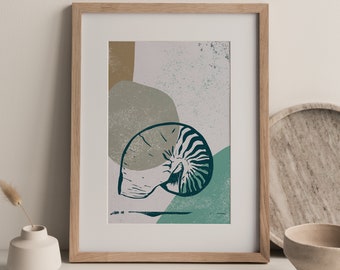 Nautilus Shell Print | Nautical Prints Wall Art | Instant Digital Download | Abstract Sea Print | Seashell Art Print | Seashell Art Download