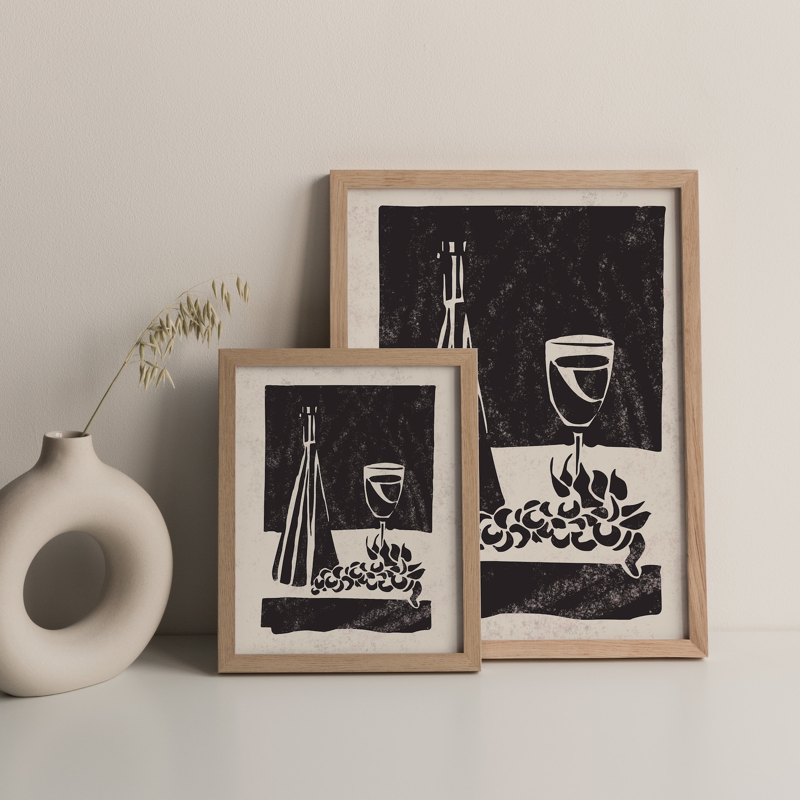 Linoprint Digital Art Print Linocut Style Wine Printable - Etsy