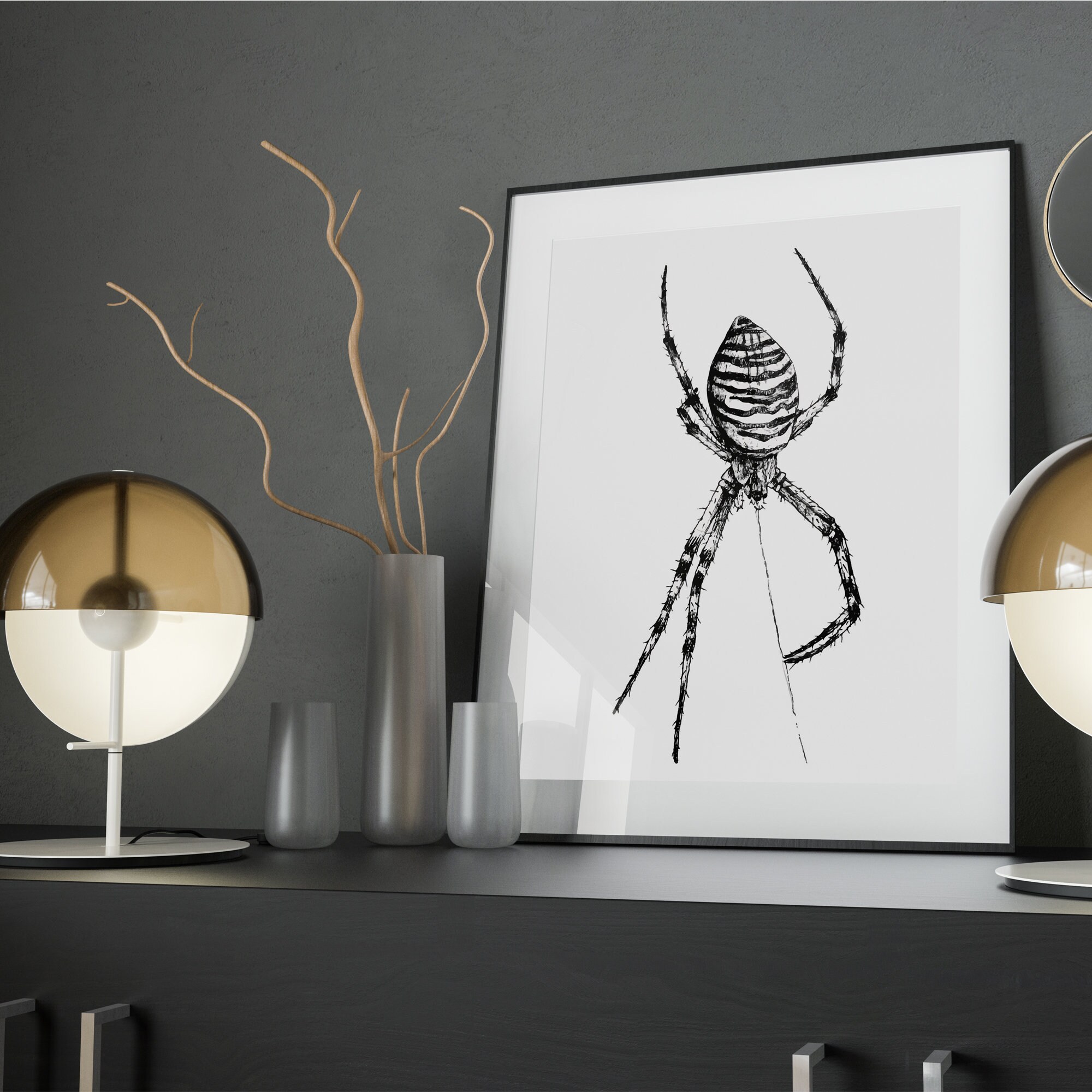 Spider Printable, Hand Drawn Printable, Animal Printable, Spider Poster ...