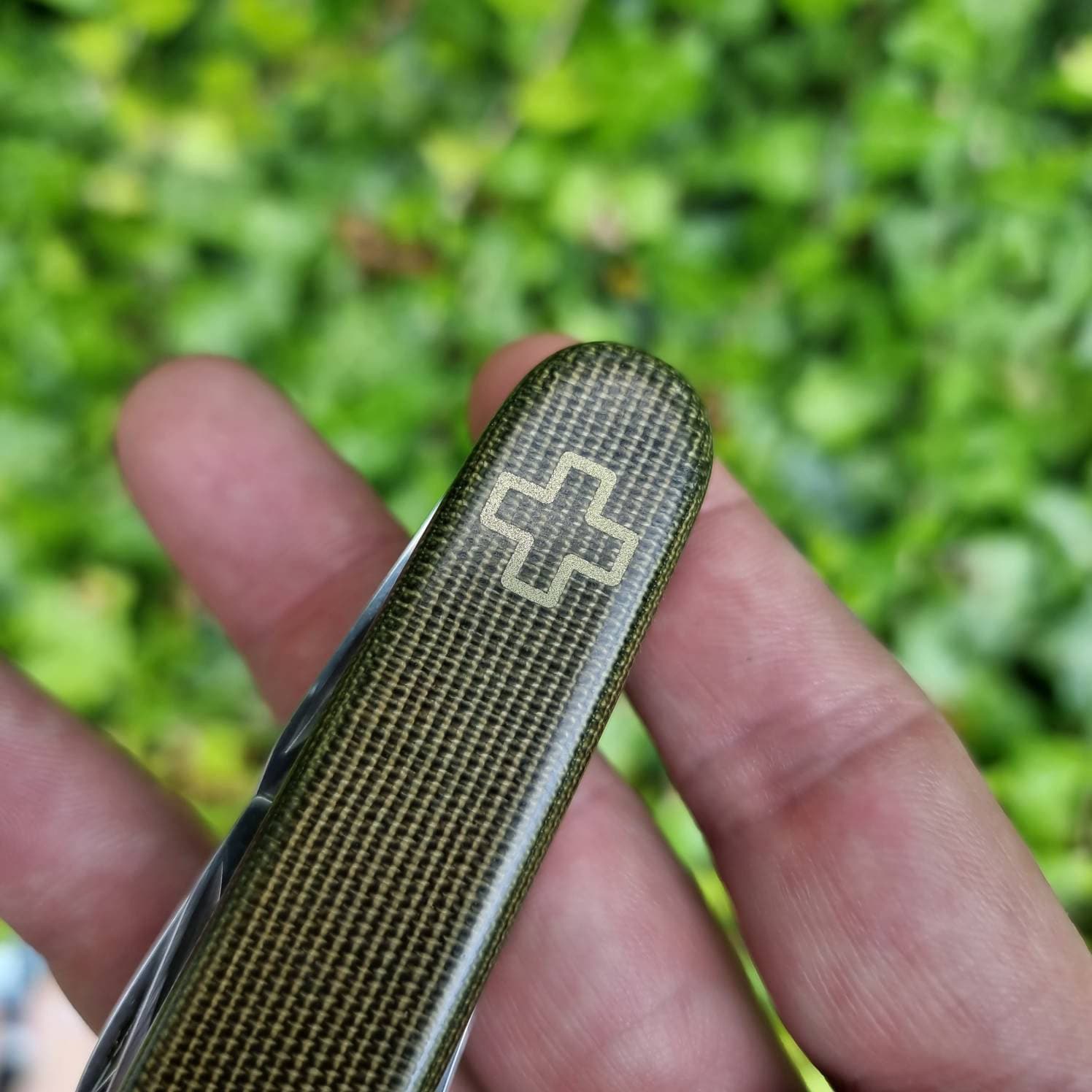 Micarta Scales handles Custom Replacement Handles Suitable for 91mm Victorinox. OD Green With Brass Effect Cross Etsy