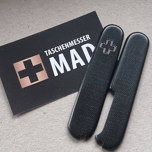 Polished Black Standard Micarta Scales. Suitable for Victorinox.