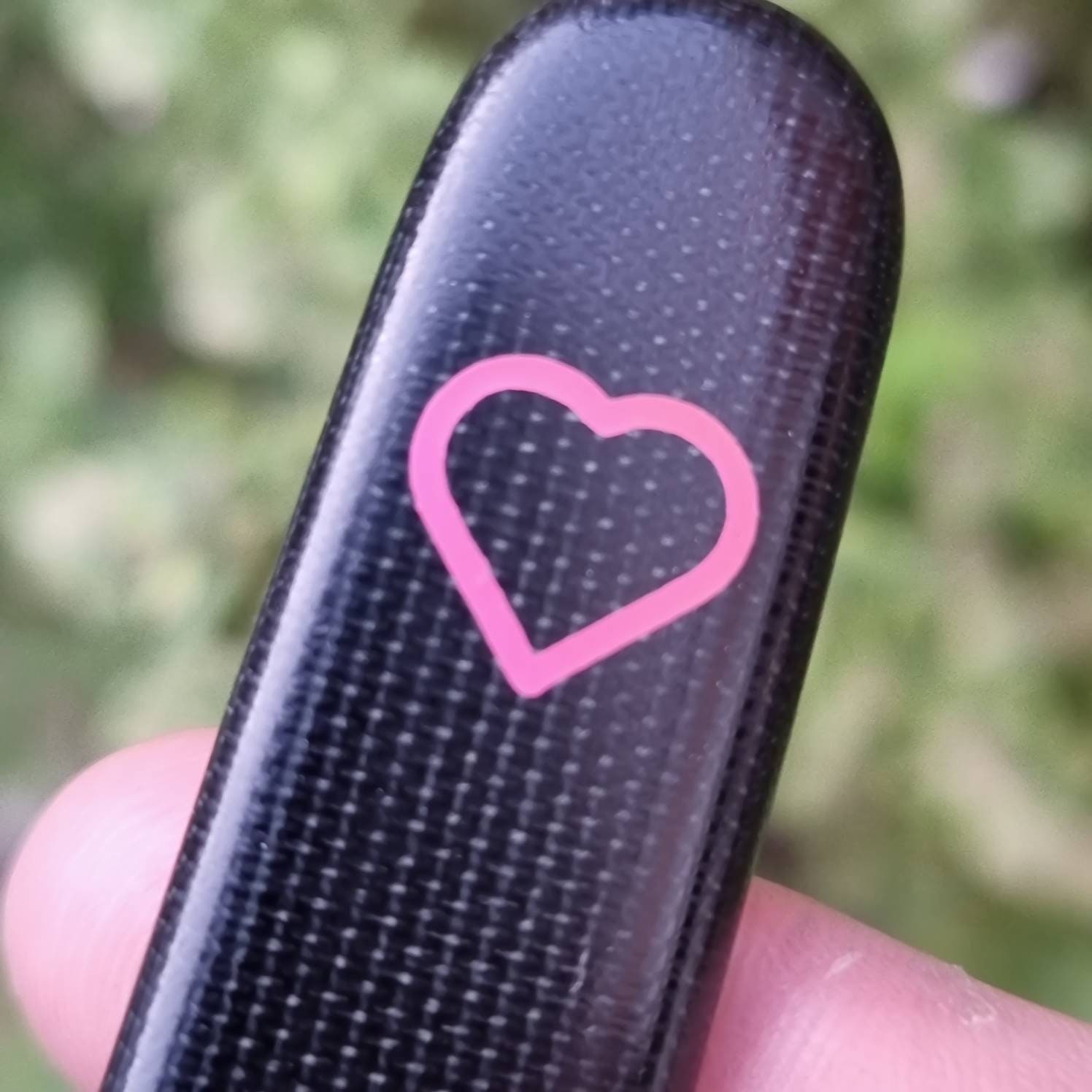 Micarta Scales (Handles) custom replacement handles Suitable for 91mm Victorinox. Black (Pink heart)