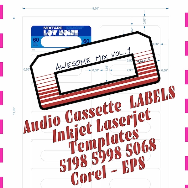 Cassette Label Template Etsy