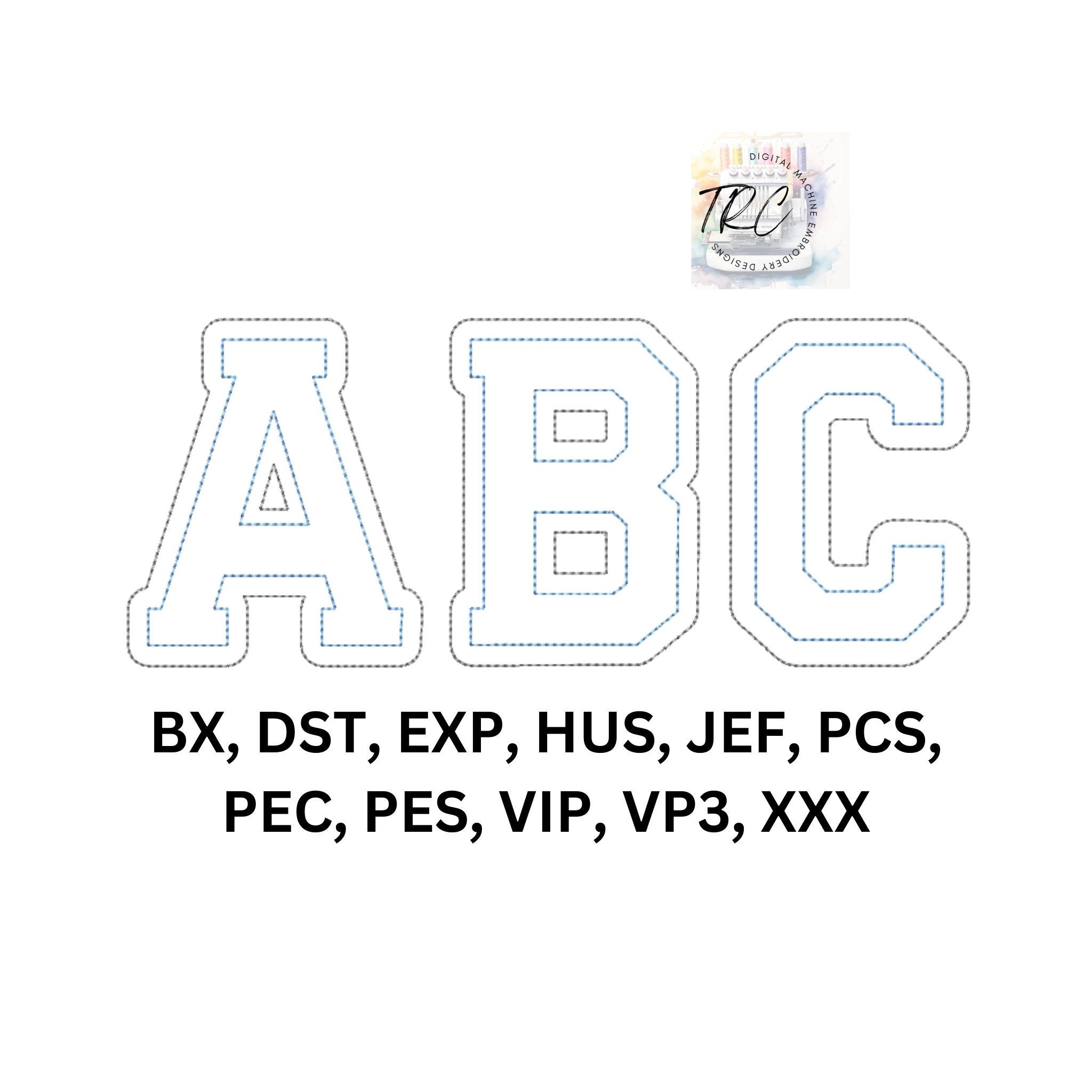 Collage Sport Outline Bean Font Embroidery Design