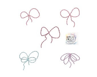 Bow Set Bean Stitch, 12 sizes each, Embroidery Design