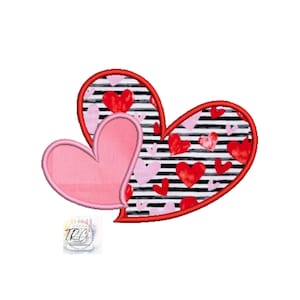 Double Hearts Satin Stitch, two Hearts, Valentines Design