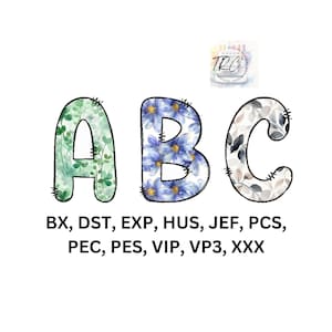 Pink Scribble Applique Font Bean Stitch Embroidery Design, BX file included